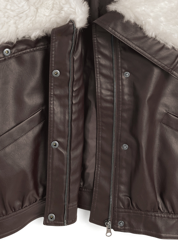 ファーカラーレザーブルゾン