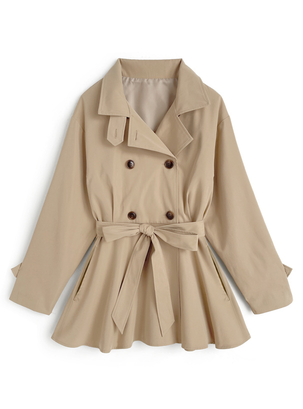 襟2Wayリボンベルト付きトレンチコート