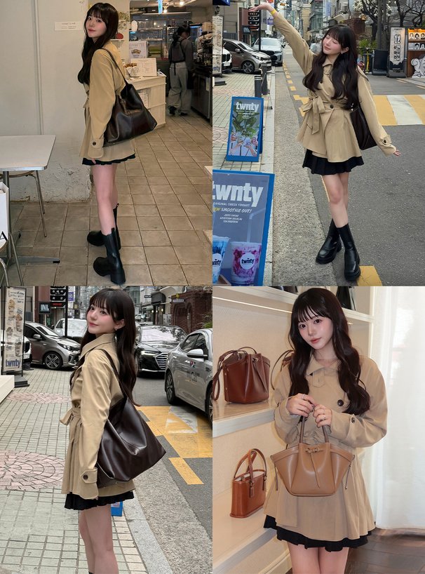 襟2Wayリボンベルト付きトレンチコート