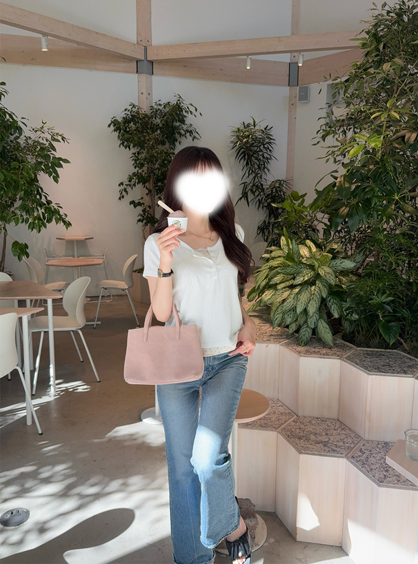 小花柄レイヤード風ヘンリートップス