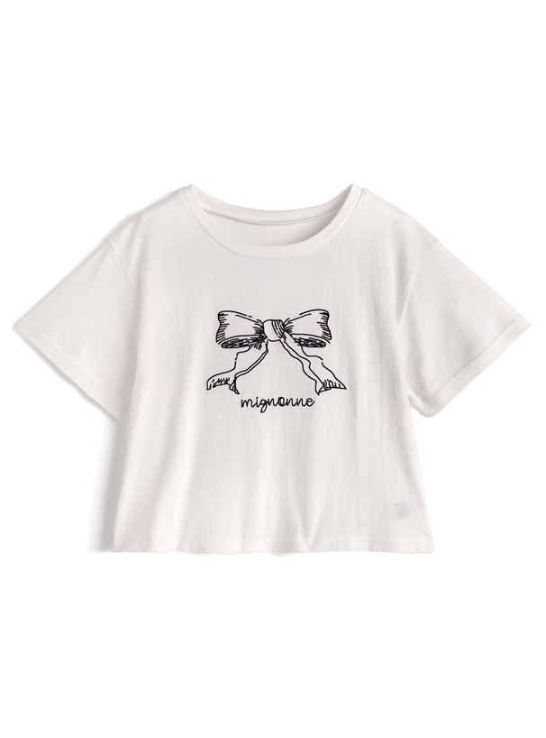 リボンロゴ刺繍Tシャツ