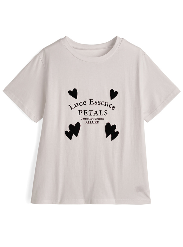 ハートロゴ刺繍プリントTシャツ