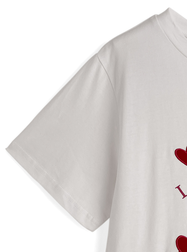 ハートロゴ刺繍プリントTシャツ