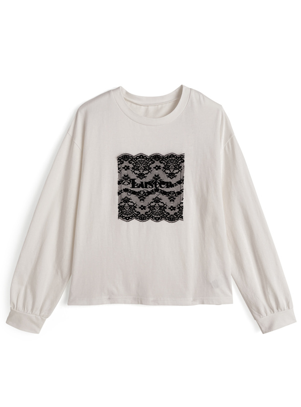 レースロゴ刺繍ロンT