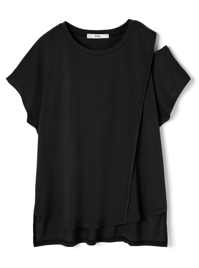 ショルダーカットフレンチスリーブTシャツ