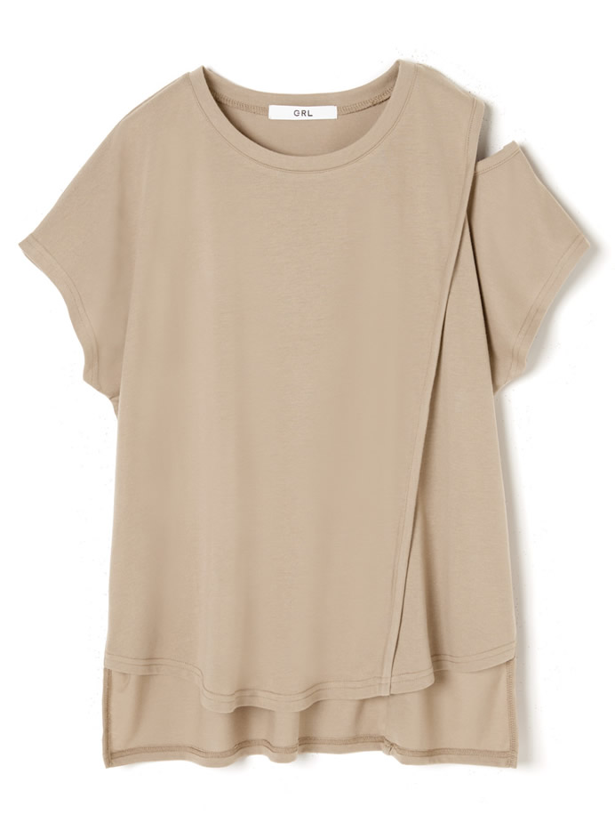 ショルダーカットフレンチスリーブTシャツ