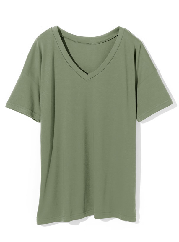 VネックルーズTシャツ