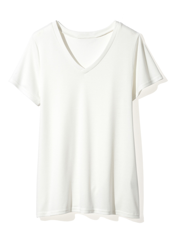 VネックベーシックTシャツ