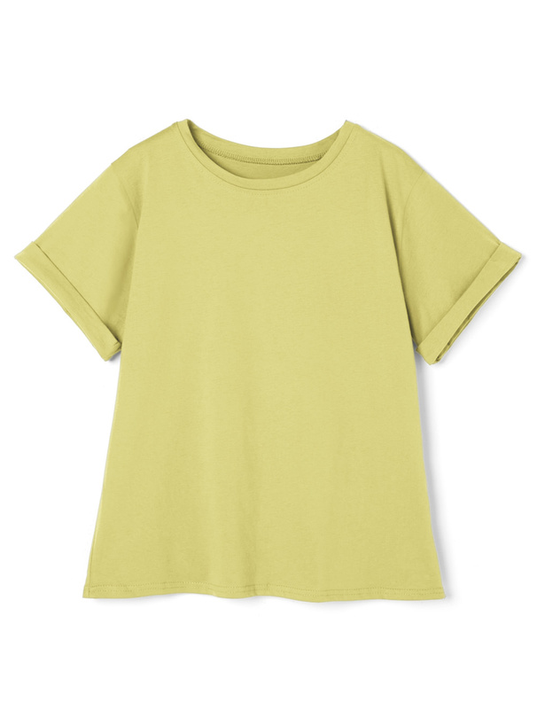 USAコットンロールアップベーシッククルーネックTシャツ