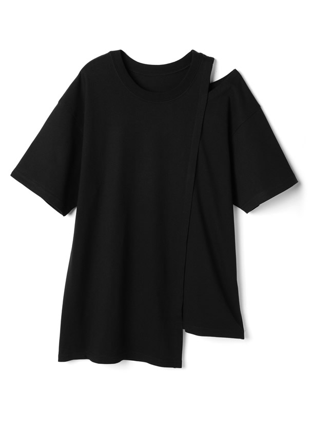 ショルダーカットフェイクレイヤードトップス