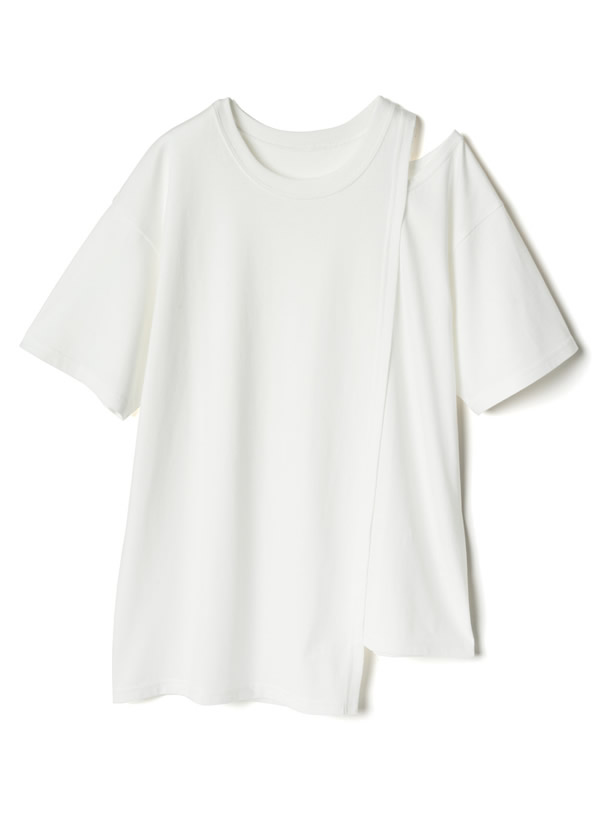 ショルダーカットフェイクレイヤードトップス