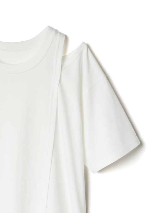 ショルダーカットフェイクレイヤードトップス