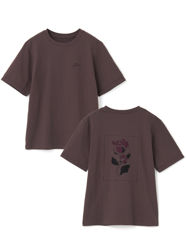 フロントロゴバックフラワープリントTシャツ