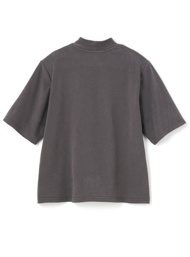 モックネックロゴ刺繍Tシャツ