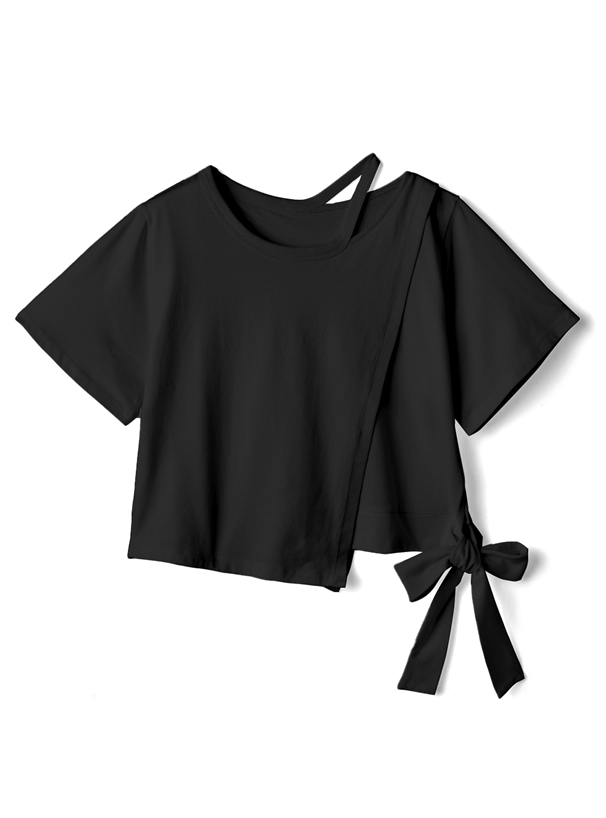 アシンメトリーショルダーカットTシャツ