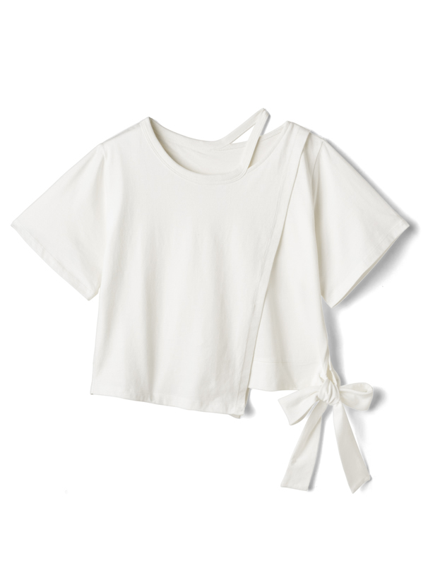 アシンメトリーショルダーカットTシャツ