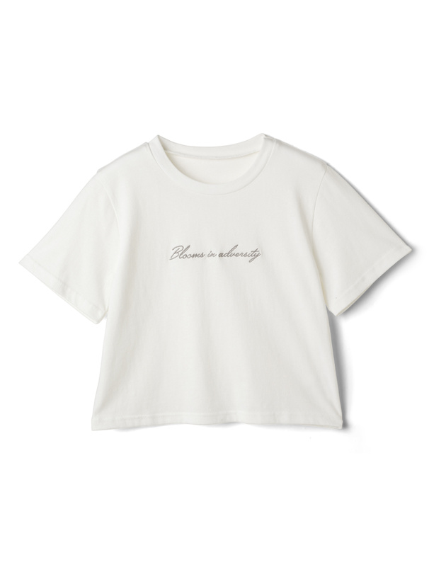 フロントロゴ刺繍ショート丈Tシャツ[ze647] | レディースファッション