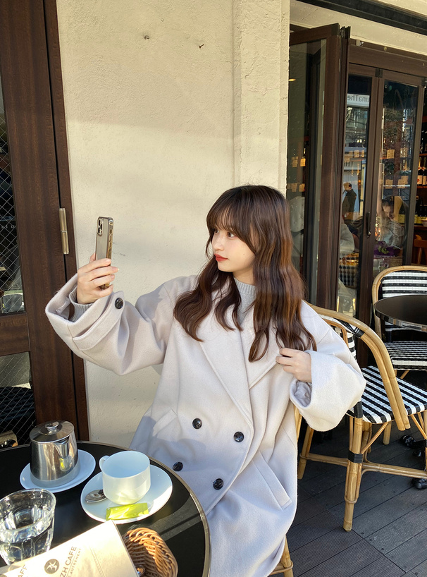 【即完売だった人気の品】 45R 刺繍 ウール コート スカラー ScoLar チェック柄切替 花刺繍コート （ブラック