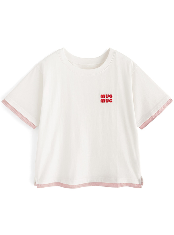 ロゴ刺繍サテンドッキングTシャツ[ze811] レディースファッション通販のグレイル(GRL)【公式】