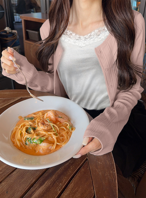 花柄レースリブキャミソール