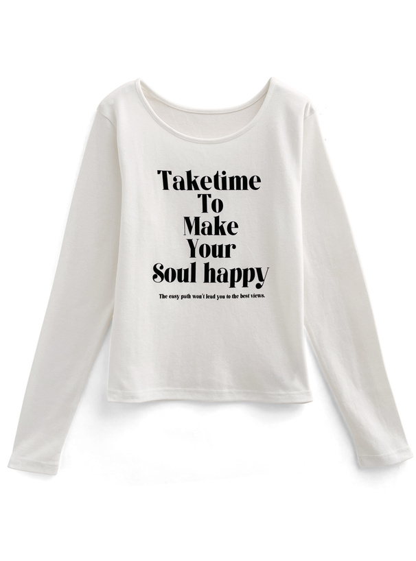 ロゴプリントショート丈ロンT