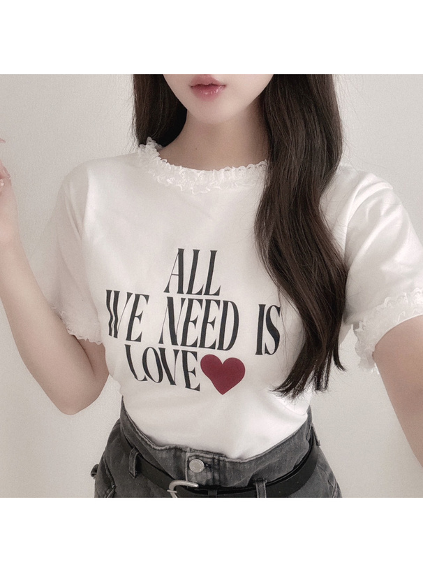 フリルロゴハートプリントTシャツ