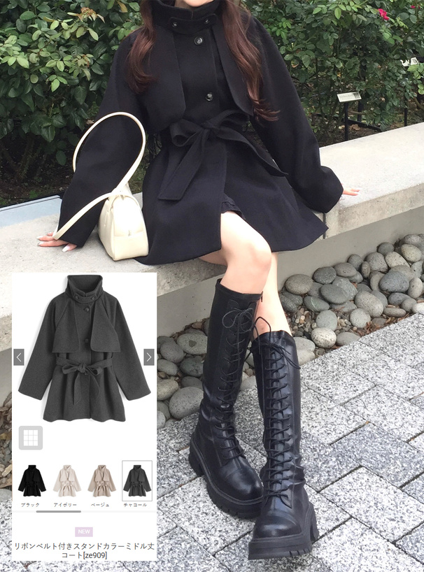 【新品タグ付き】 &byP&Dトレンチコート リボン ライナー付き ブラック 新品タグ付き】 &byP&Dトレンチコート リボン ライナー付き ブラック