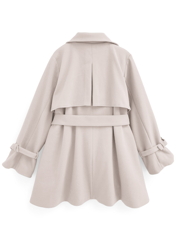 ベルト付きフェイクウールトレンチコート