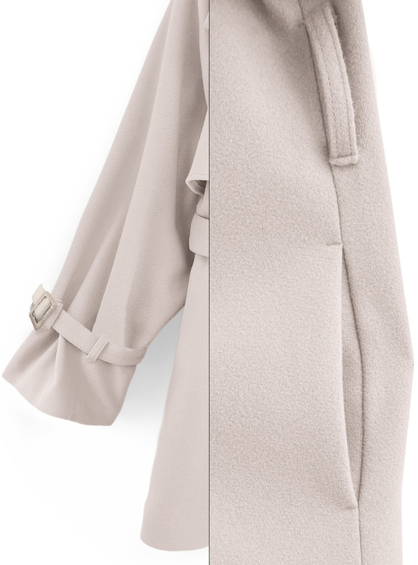 ベルト付きフェイクウールトレンチコート