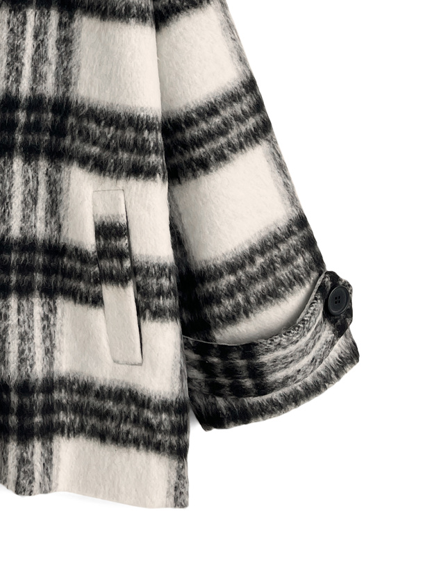 チェック柄シャギーコクーンコート[ze914a] | レディースファッション