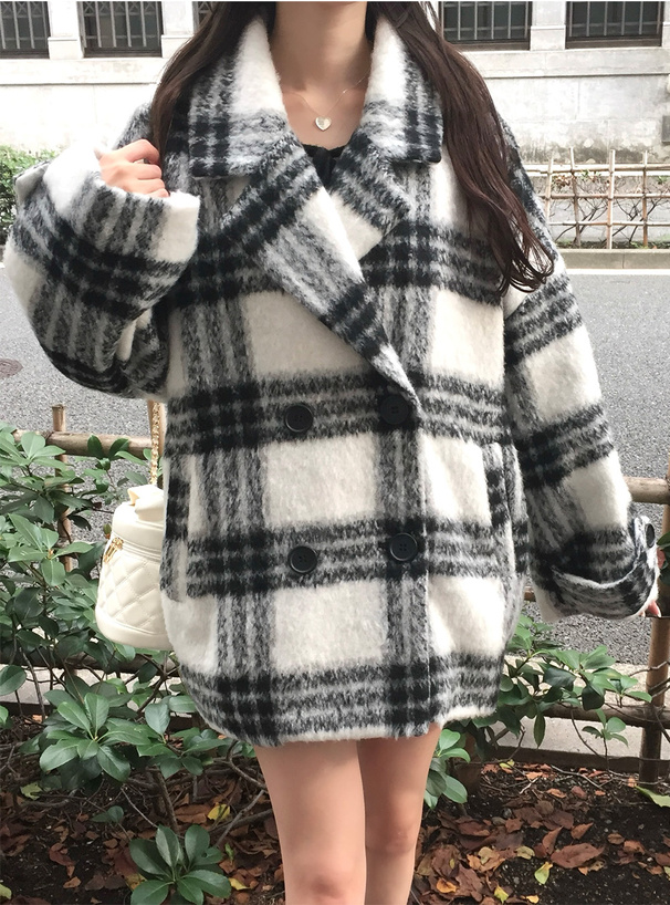 チェック柄シャギーコクーンコート[ze914a] | レディースファッション