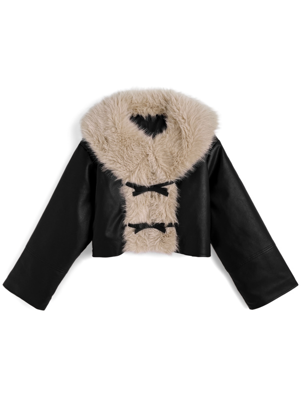 ファーレザーリボンジャケット[ze923]