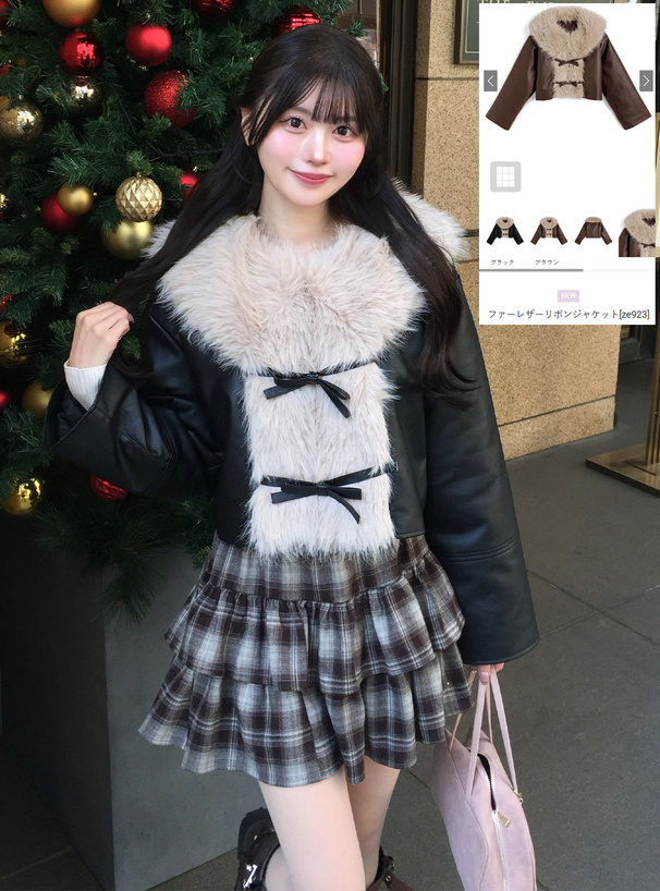 ファーレザーリボンジャケット[ze923] | レディースファッション通販の