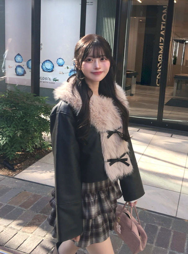 ファーレザーリボンジャケット