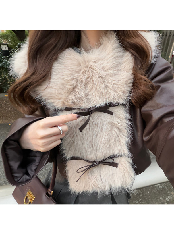 ファーレザーリボンジャケット[ze923] | レディースファッション通販の