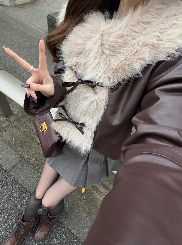 ファーレザーリボンジャケット