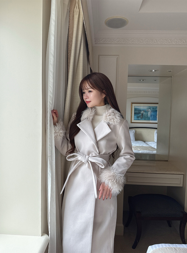 リボンベルト付きファーガウンコート[ze927] | レディースファッション