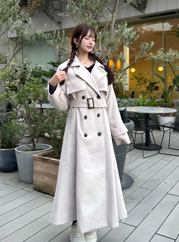 襟2Wayベルト付きロングコート[ze930] | レディースファッション通販の