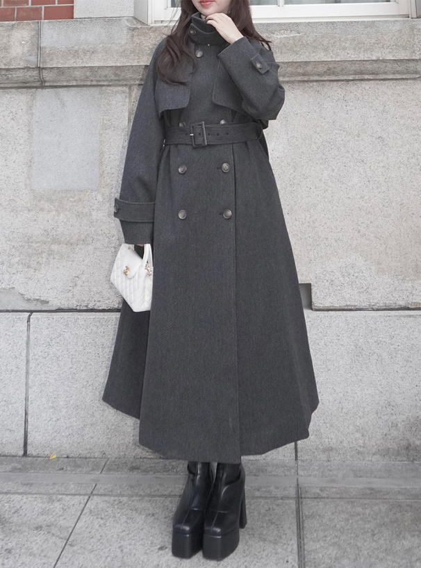 襟2Wayベルト付きロングコート[ze930] | レディースファッション通販の