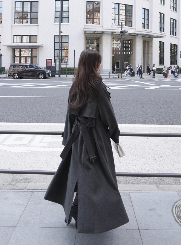 ★EPoca グレー ロングコート ベルト付き 極美品 RESEXXY フレアデザインロングコート（ブラック） -ファッション通販