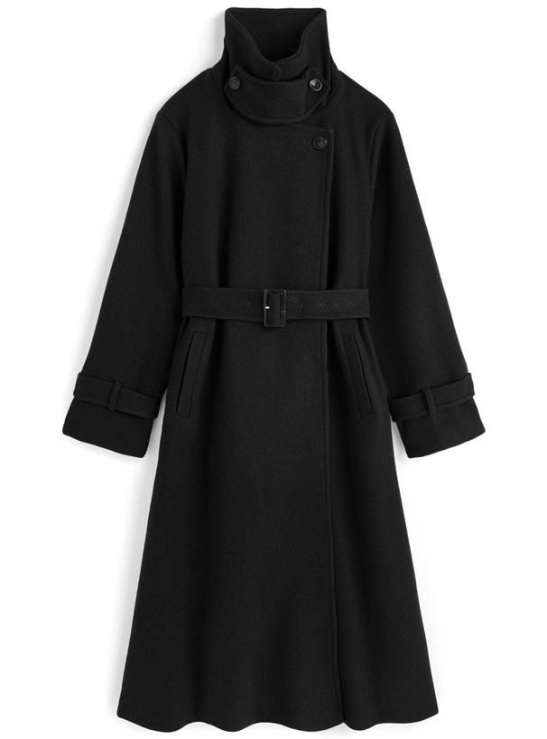 ベルト付きスタンドカラーロングコート[ze932]