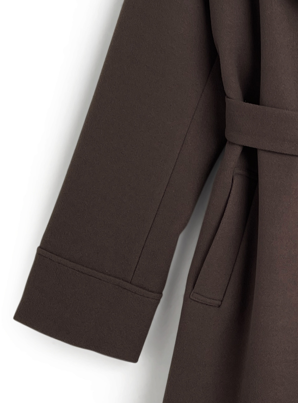 ベルト付きフェイクウールロングチェスターコート[ze935] | レディース