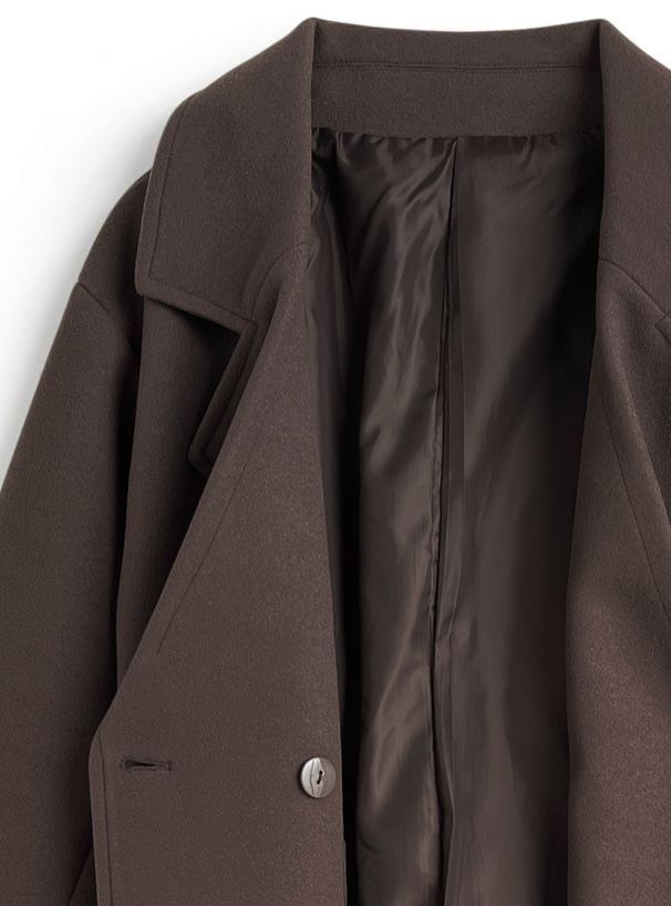 ベルト付きフェイクウールロングチェスターコート[ze935] | レディース