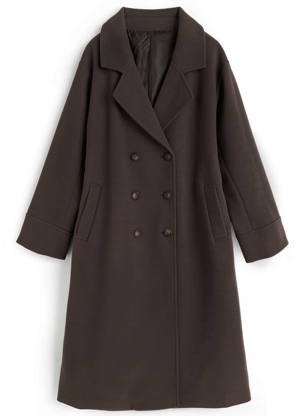 ベルト付きフェイクウールロングチェスターコート[ze935] | レディース