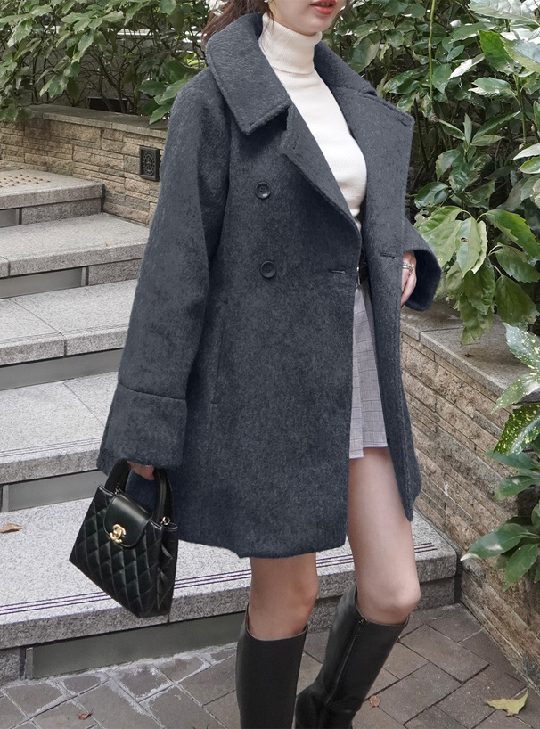 ダブルボタンシャギーフレアコート[ze938] | レディースファッション