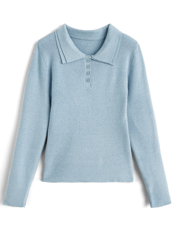 ダブルカラーリブニットトップス