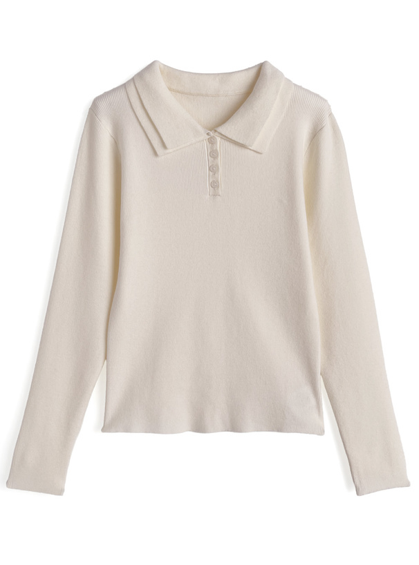 ダブルカラーリブニットトップス[ze941] | レディースファッション通販