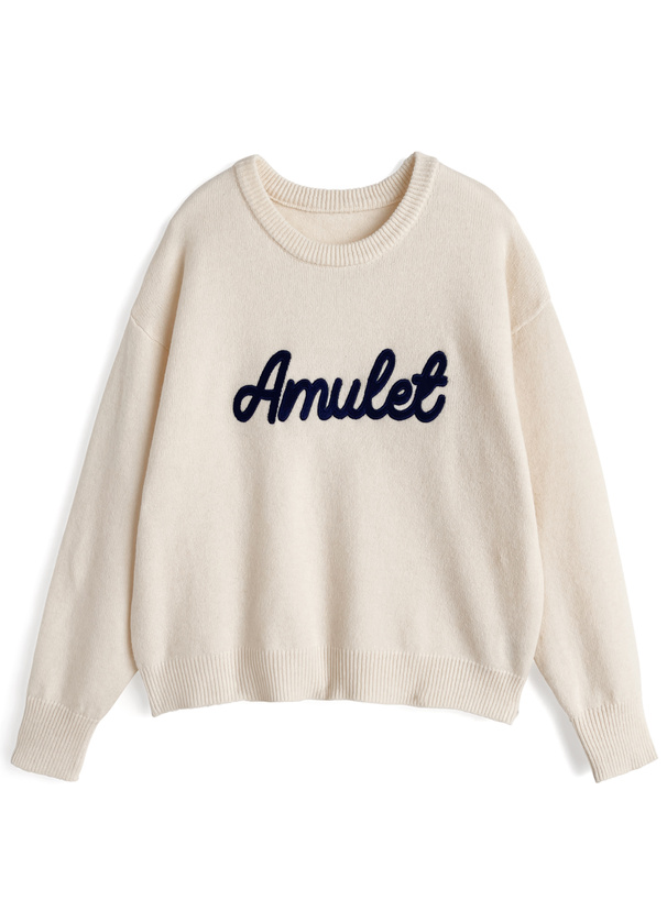 ロゴ刺繍ニットトップス