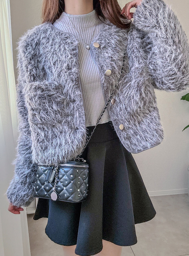 ノーカラーボアジャケット[ze944] | レディースファッション通販の