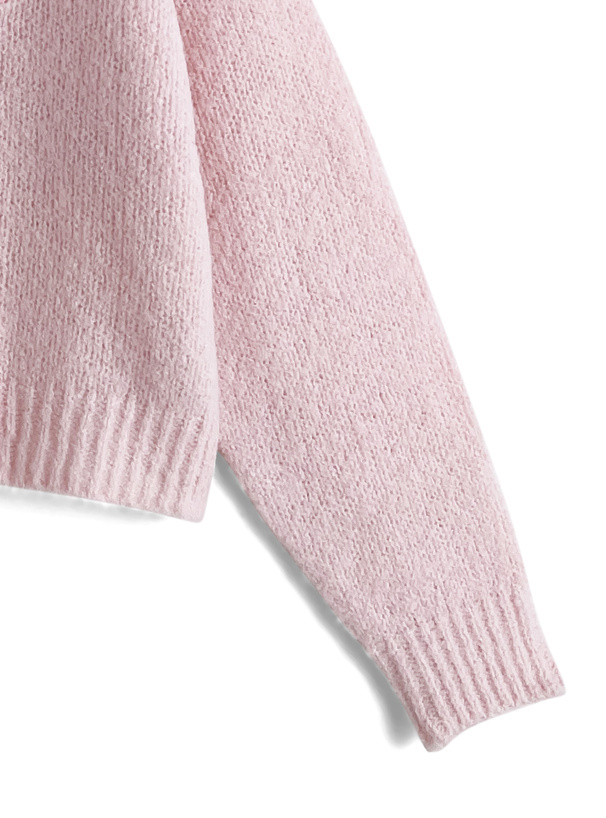 コードロゴ刺繍ブークレニットトップス